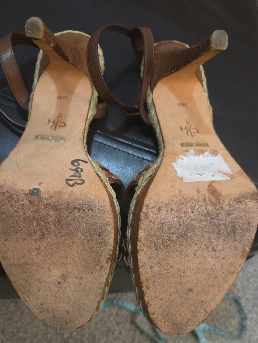 Cole Haan Vanessa Nike Air Brown Woven Leather Platform Heels Ankle Strap Sz 10 - Picture 4 of 13